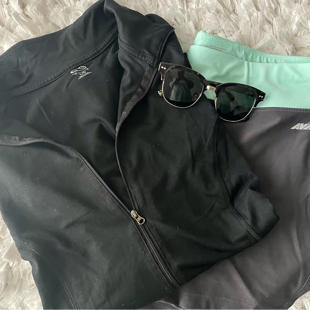Solid Black Athletic Zip Up Jacket